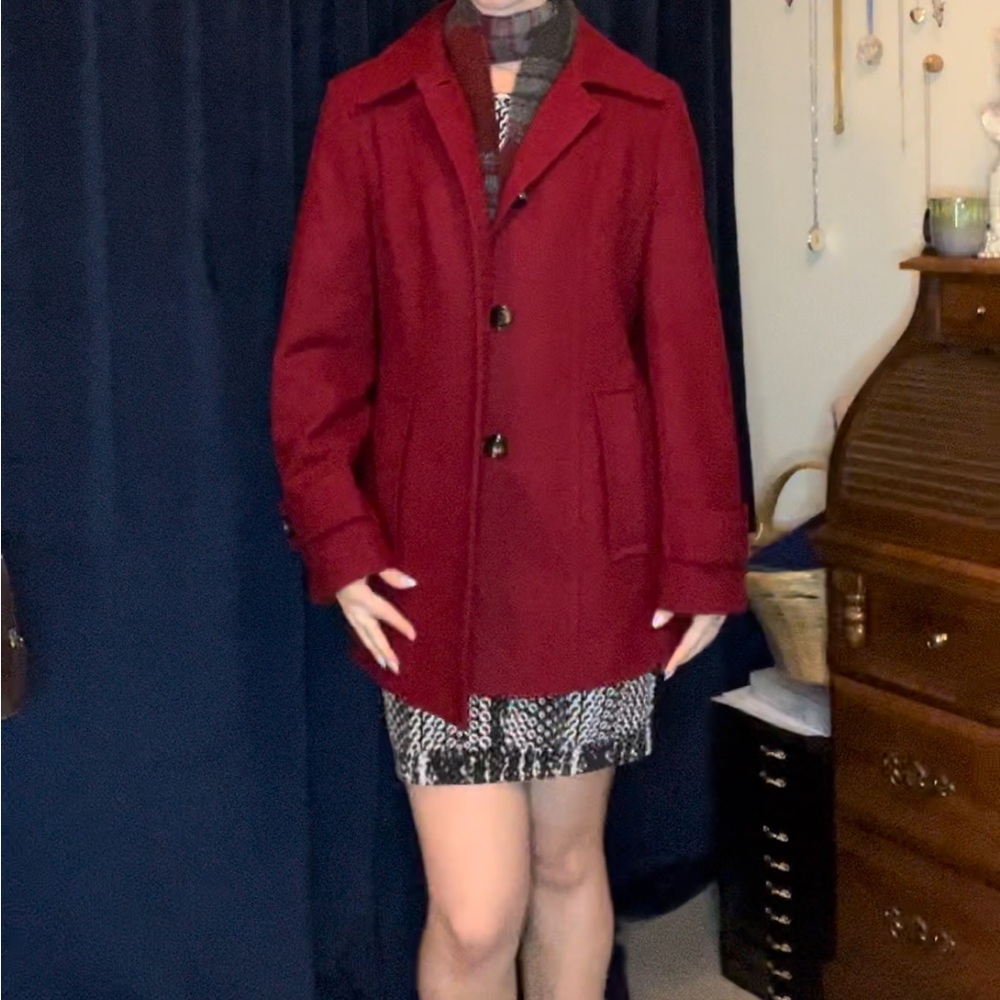 London fog red pea coat in a large
